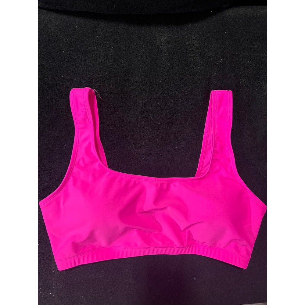 Neon Pink Scoop Neck Bikini Top Cutout‎ Back XL Hot Pink Swim Top